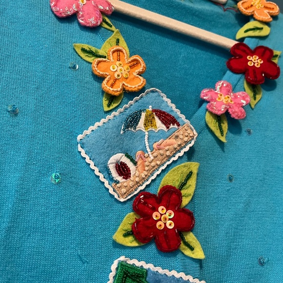 Jack B. Quick Rare Vintage Tropical Beaded Sweater - Picture 3 of 14